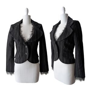 Vintage Cottonade Paris Wool Blend Lace Trim Jacket